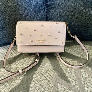 NEW Kate Spade Pearl & Crystal Embellished Flap Chain Crossbody/Clutch